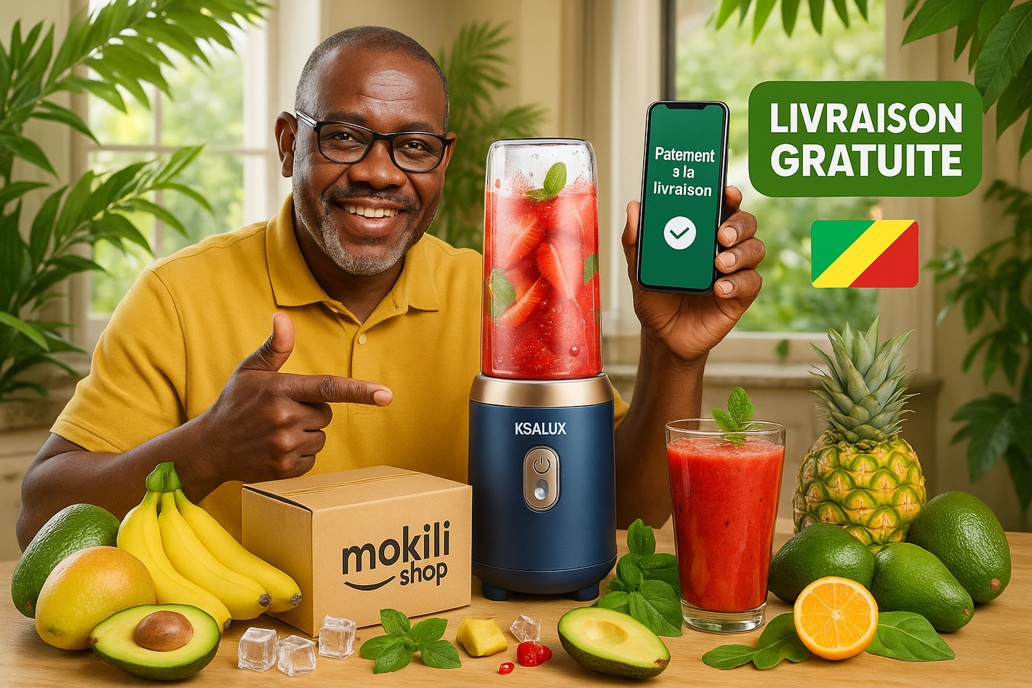 ➡️ Mini Blender Portable – Smoothies & Jus Frais Partout 🌿